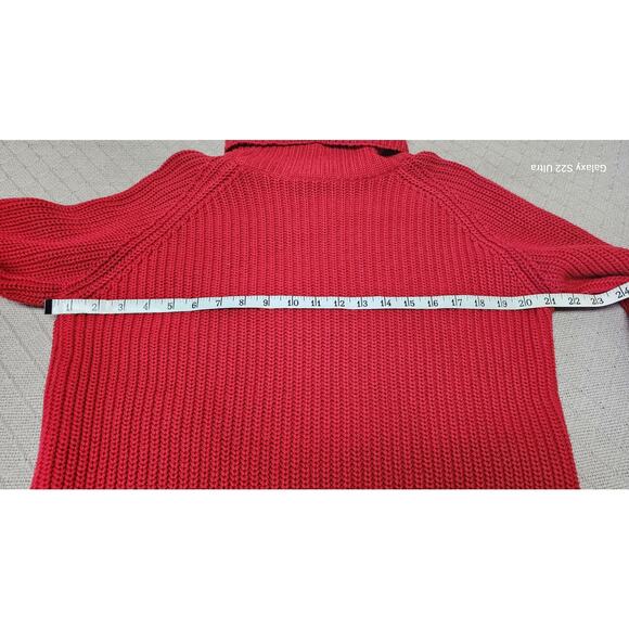 Eddie Bauer VTG Red Ribbed Knit Turtleneck Long SleeveSweater 100% Cotton W  XS - Picture 4 of 10
